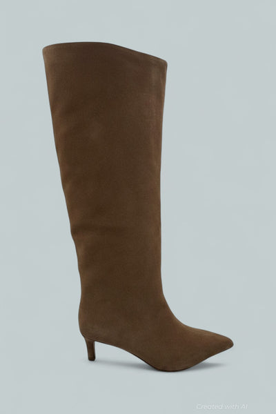 Women’s Kiki Kitten Heel Boots - Tan Suede - 7 - Boots