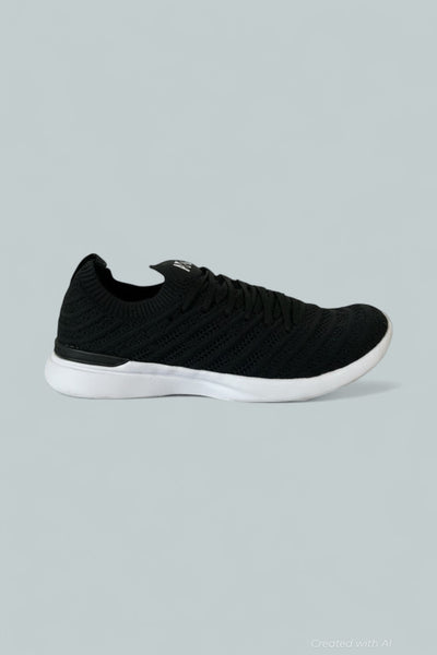Women’s Knit Low-Top Running Sneakers - Black/White - 9.5 US - Sneaker