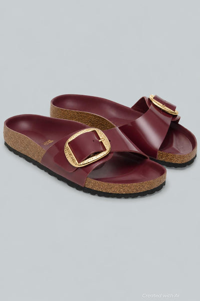 Women’s Madrid Big Buckle High Shine Sandals - Zinfandel - 6 6.5 US / 37 EU - Sandal