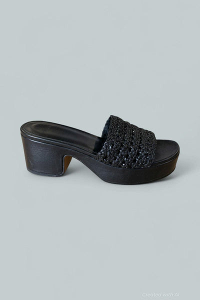 Women’s Margo Woven Sandals - Black Leather - 6 - Sandals
