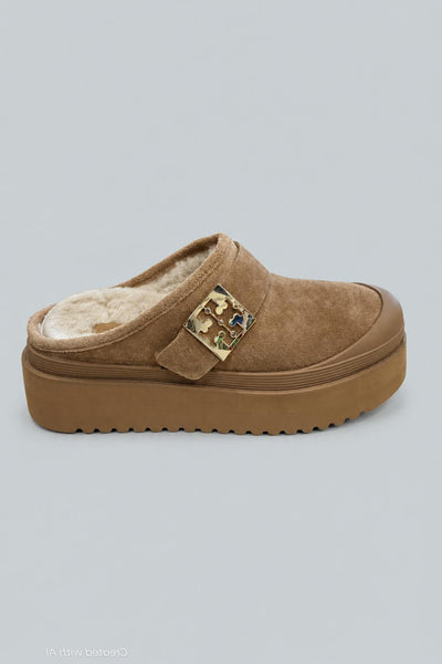 Women’s Mellow Shearling Lined Platform Clogs - Chestnut - 7 - Clog