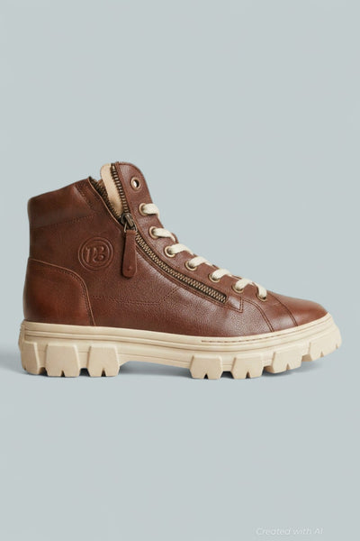 Women’s Novi Hi Top Sneakers - Cognac Washed Leather - US 10 / UK 7.5 - Sneaker