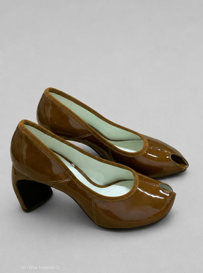 Women’s Peep Toe Pumps - Caramel - 8 - Heels
