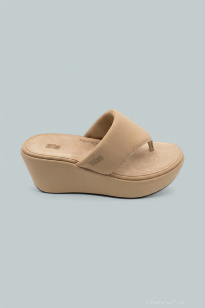 Women’s Platform Wedge Thong Sandals - Classic Beige - 6 - Sandals