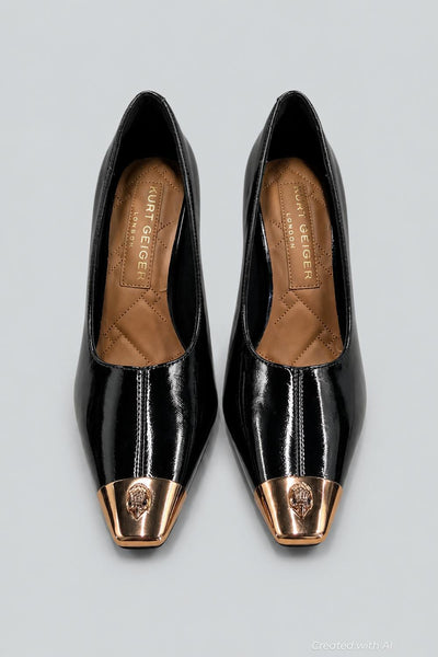 Women’s Regent Eagle Capped Snip Toe Pumps - Black - 7.5 - Heels