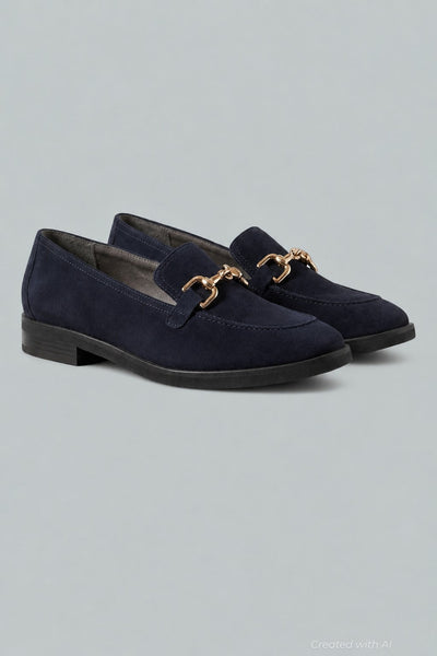 Women’s Sandy Loafer Flats - Blue Suede - 7 - Loafers