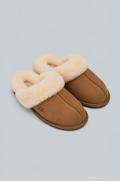 Women’s Scuffette Shearling Mule Slippers - Chestnut - 9 - Slip-On