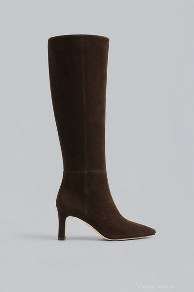 Women’s Sylvia Pointed Toe High Heel Boots - Chocolate Brown Suede - 7 - Boots