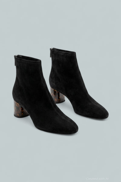 Women’s Veta Block Heel Booties - Black/Tortoiseshell - EU 42 - Bootie