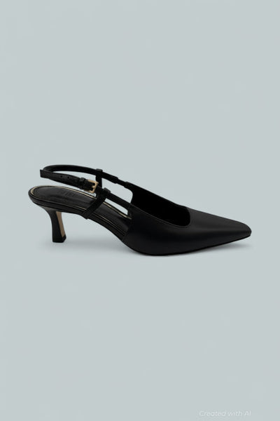 Women’s Winnie Leather Slingback Pumps - Black - 7 - Pumps