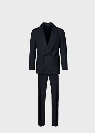 Wool Double Breasted Shawl Collar Tuxedo - Black - Tuxedo