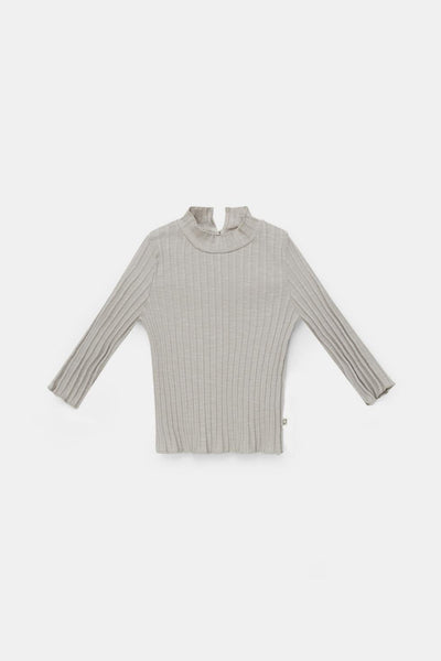 Organic rib baby mockneck t-shirt - Light grey