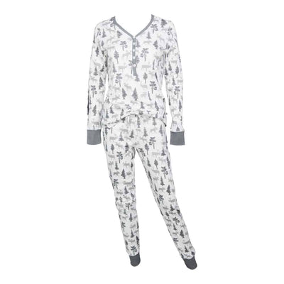 Women's Jogger/Henley Pajama Set - Moose