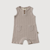 Rib Baby Romper - Stone