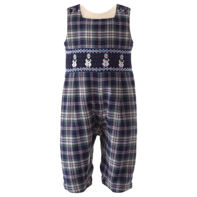 Snowman Smocked Overalls - Overalls