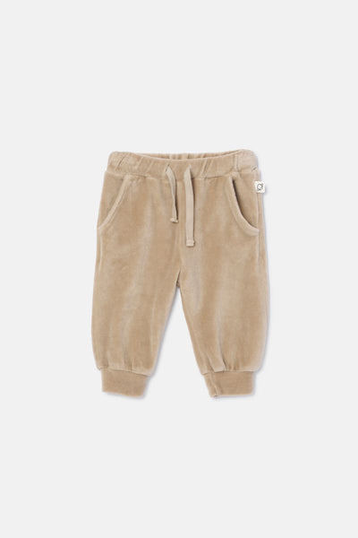 Velour Baby Pants - Beige