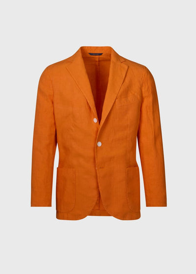 Garment Dyed Linen Jacket - Orange