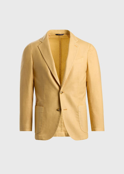 Garment Washed Two Button Jacket - Mustard