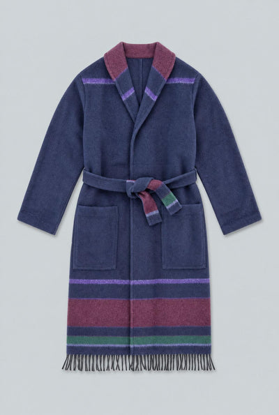 Fringe Robe Coat - Navy Combo