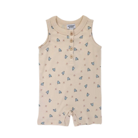 Berry Cute Henley Baby Romper with Floral Print