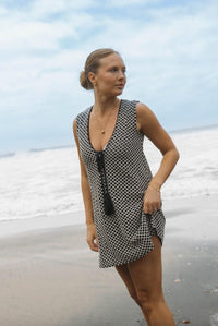 Sorrento Short Dress - Black and Cream