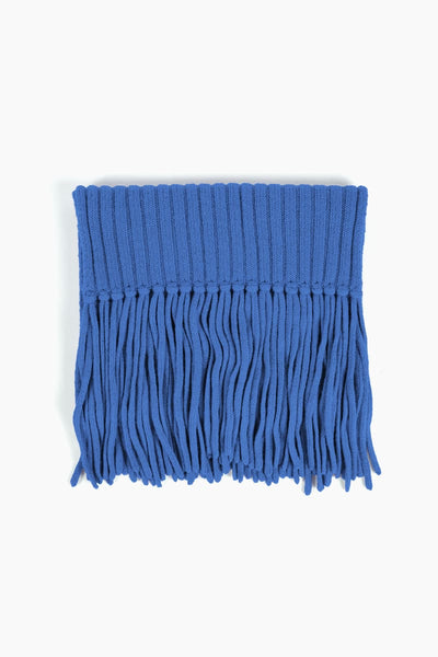Ribbed Baby Alpaca Fringe Scarf - Lapis Blue