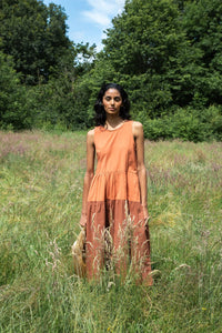 Noelle Organic Cotton Dress - Terracotta and Russet