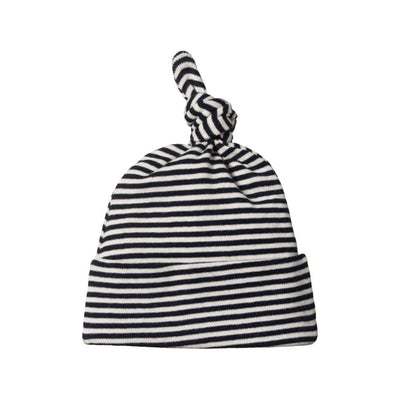 Cotton Knotted Beanie - Navy Stripe - Beanie