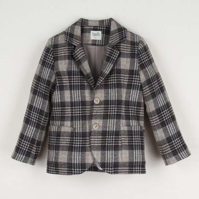 Brown Plaid Blazer with Pockets - Blazer