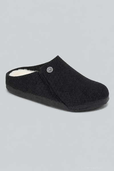 Zermatt Rivet Shearling Wool Sandals - Anthracite Gray - UK 10.5 - Sandal