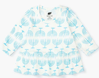 Long Sleeve Peplum Tee - Light the Menorah