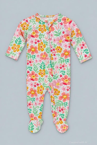 Zipper Footie - Fantasy Flower - Onesie
