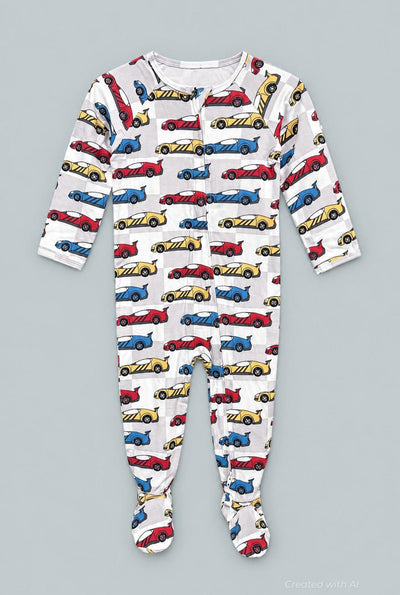 Zipper Footie - Matchbox Cars - Onesie