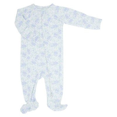 Zipper Footie - Vintage Flower Purple - Onesie