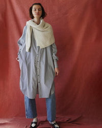 Pin Stripe Shirt Dress - Navy