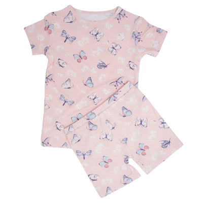 Butterfly Daisy Bamboo Summer Pajama Set - Butterfly Daisy Pink