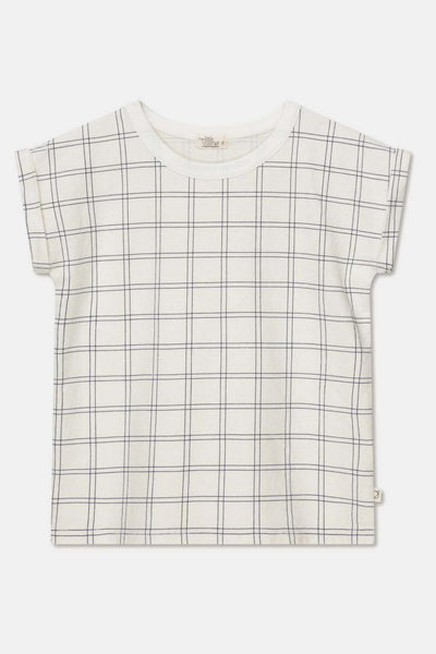 Plaid crepe t-shirt - Ivory