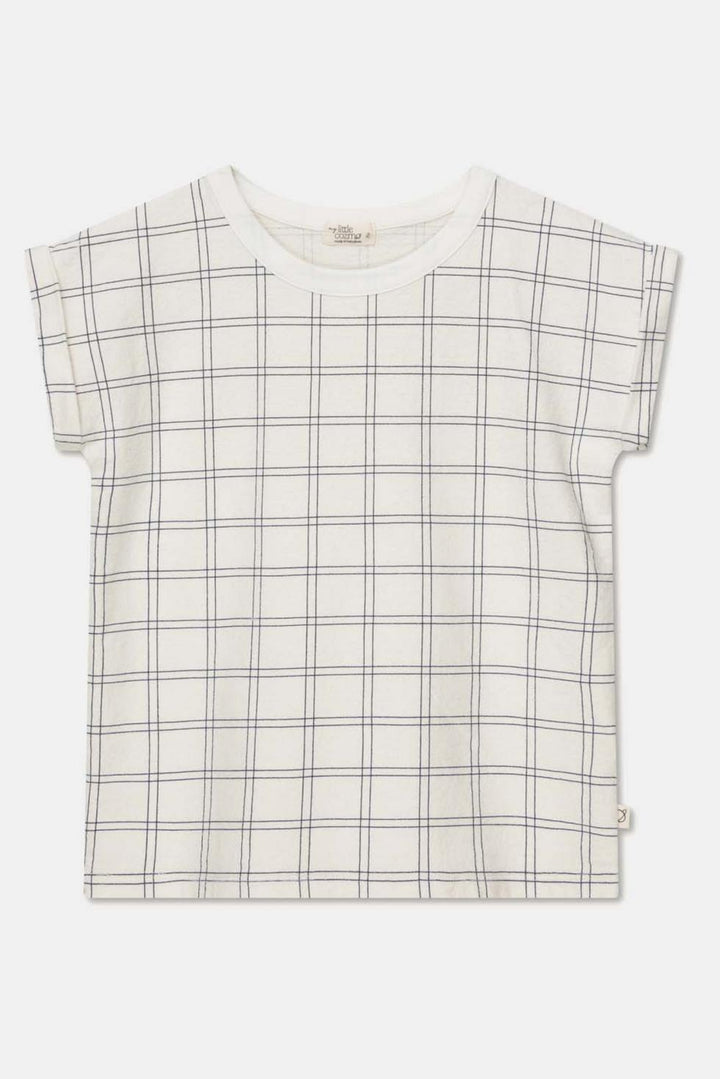 Plaid crepe t-shirt - Ivory - T-shirt