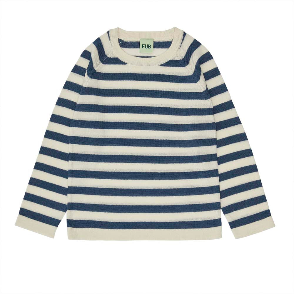 Raglan Striped Sweater - Ecru/Indigo
