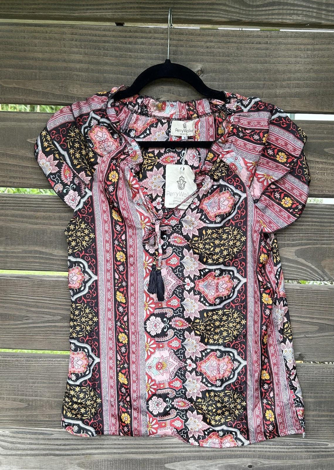 Varina Top - Red and Black Paisley