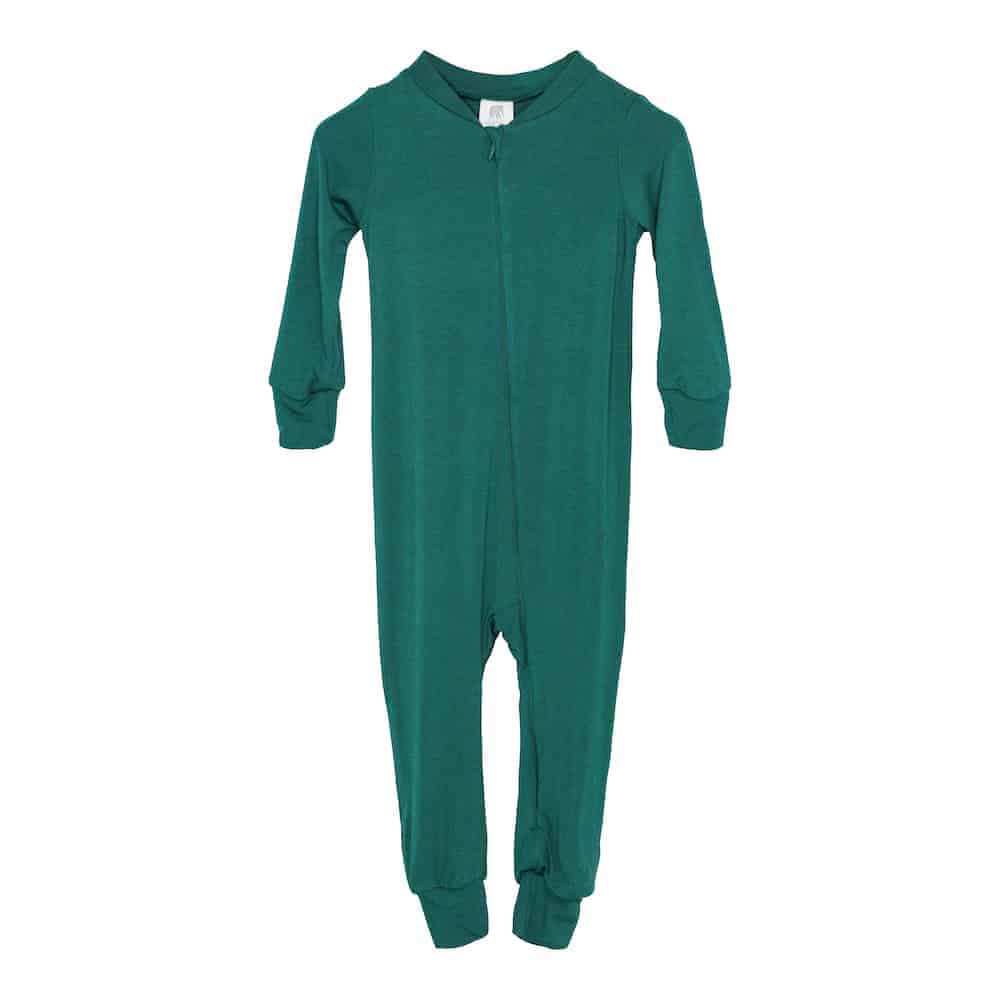 Full Zip Footless Pajama In Bamboo Viscose - Evergreen