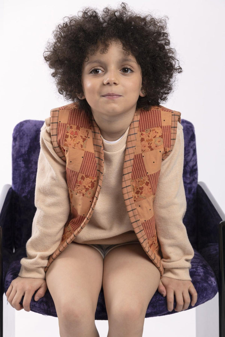 Children's Reversible Patchwork Vest - Apricot