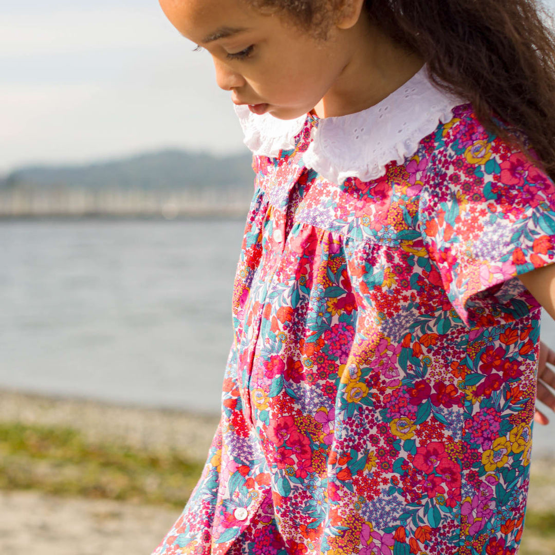Girls Broderie Collar Fae Dress - Orchid