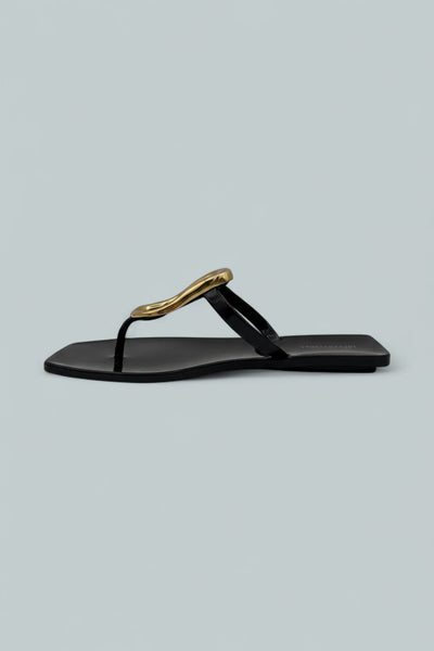 Women's Linques Jelly Sandals - Black Shiny Gold