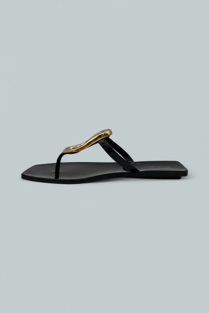Women's Linques Jelly Sandals - Black Shiny Gold