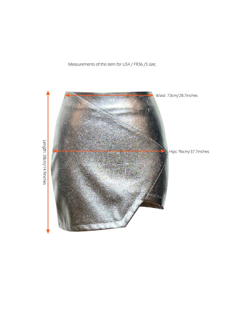 Dian Asymmetric Vegan Leather Mini Skirt - Silver