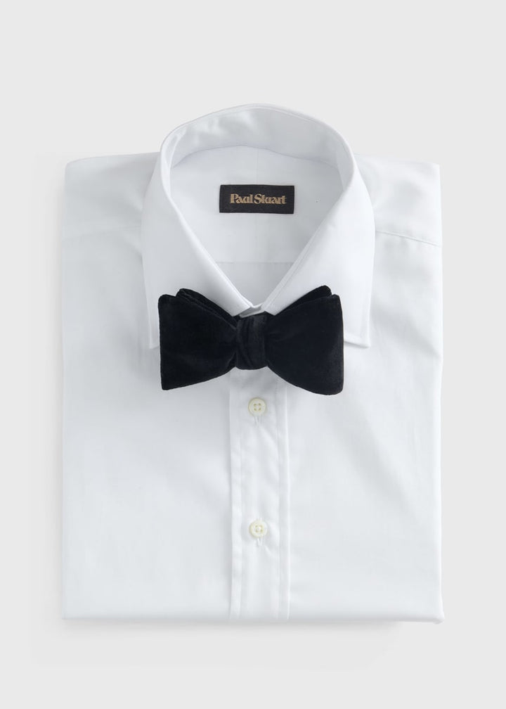 Blunt Edge Cotton Velvet Bow - Black