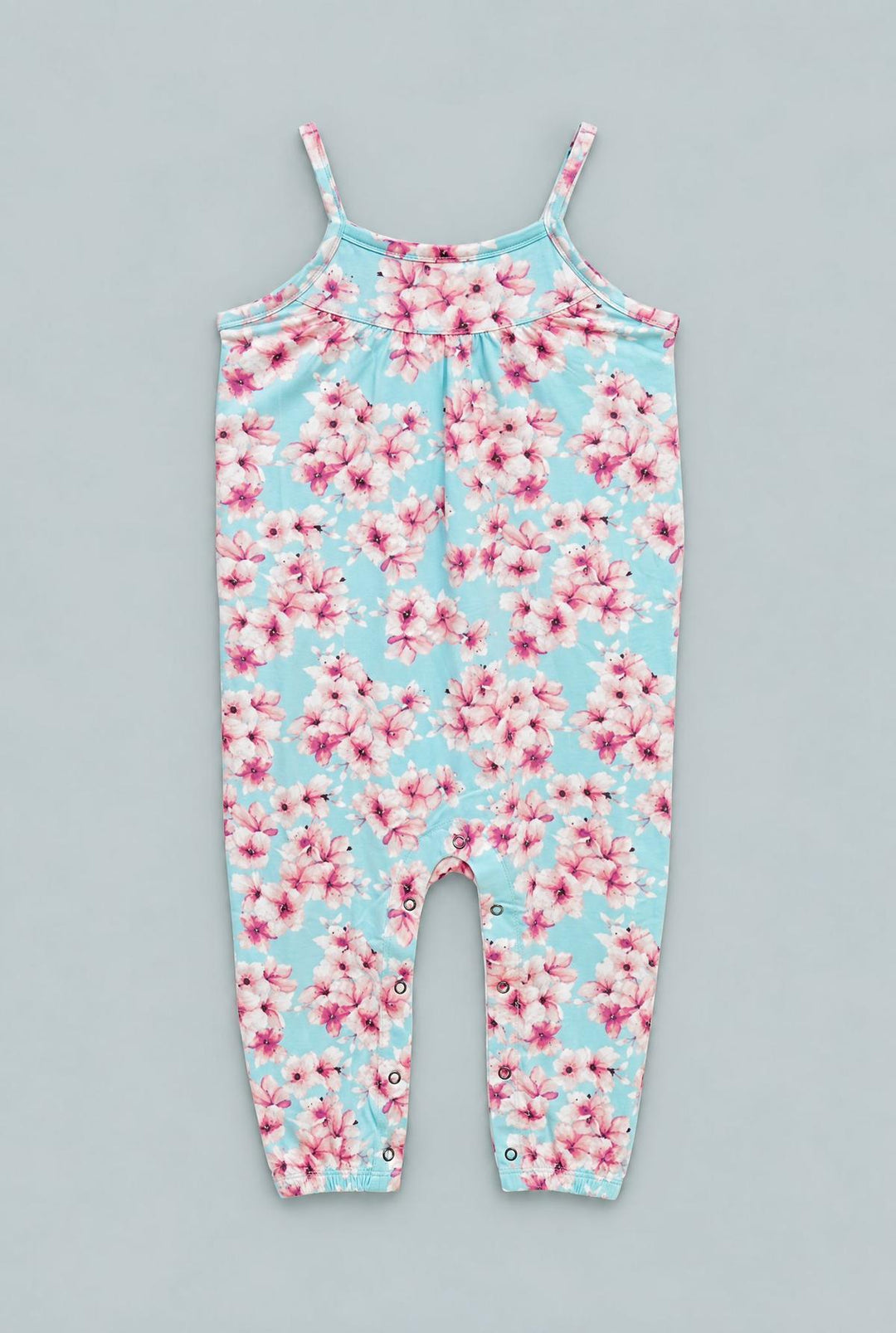 Pretty Pink Floral Tank Pant Romper - Cherry Blossoms