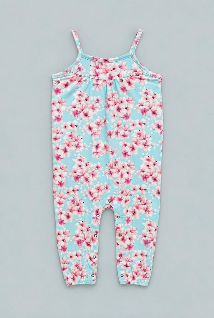 Pretty Pink Floral Tank Pant Romper - Cherry Blossoms