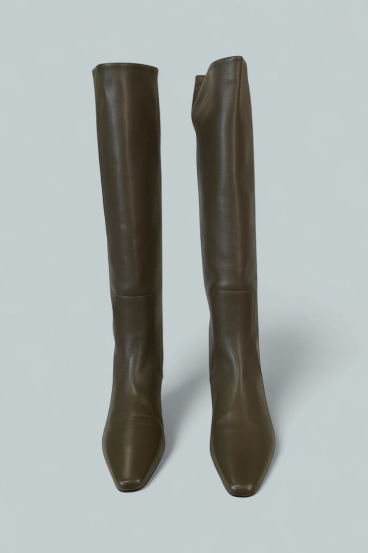 Women's Wally Leather Flat Boots - Truffle Leather
